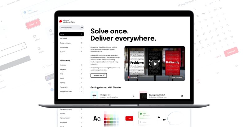 Laptop showing the Elevate design system home page